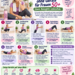 Frau macht Krafttraining für Frauen 50+ ohne Geräte zu Hause.