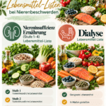 Nieren Lebensmittel-Liste bei Nierenbeschwerden mit gesunden Nahrungsmitteln.