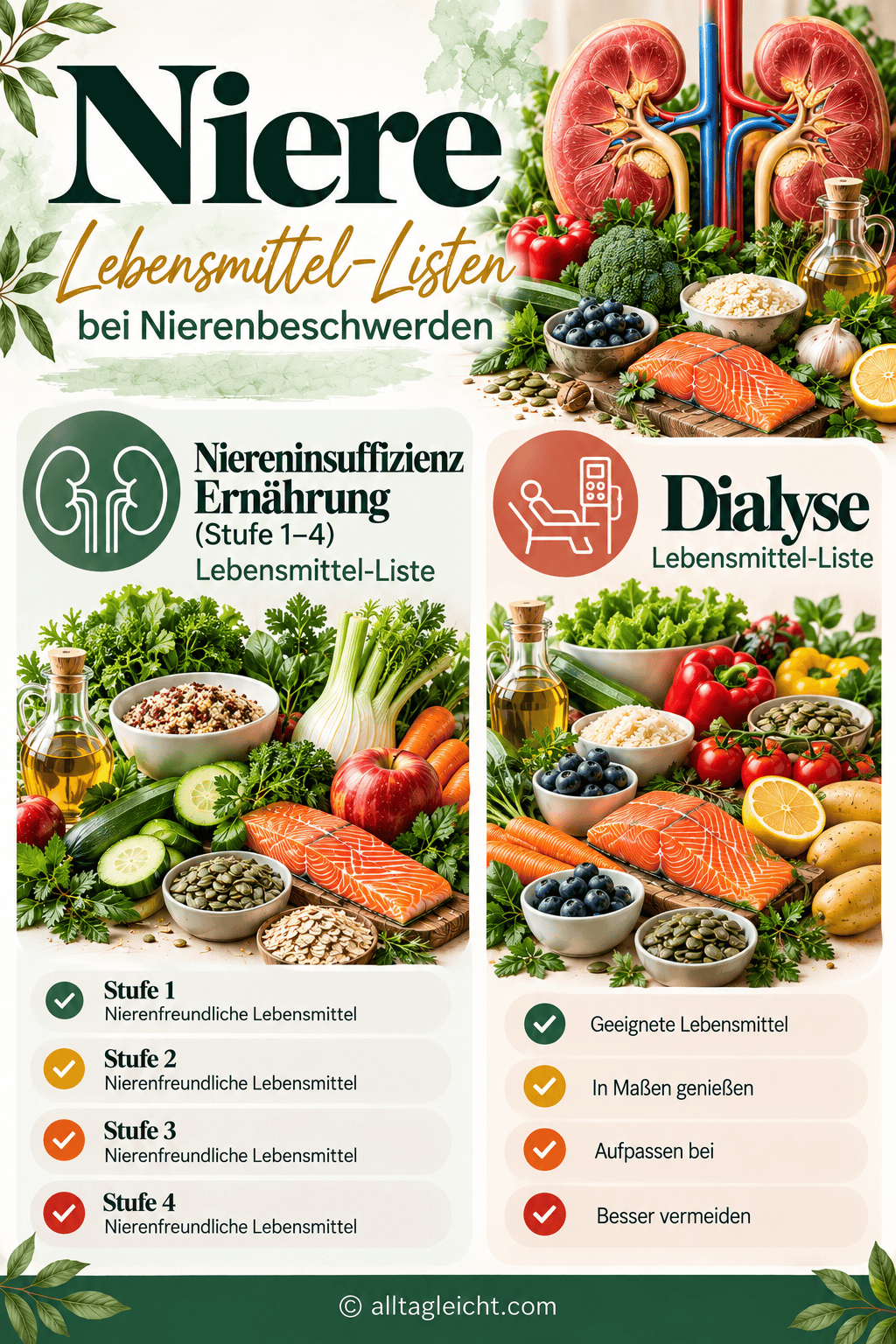 Niere – Lebensmittel-Listen bei Niereninsuffizienz – alltagleicht.com