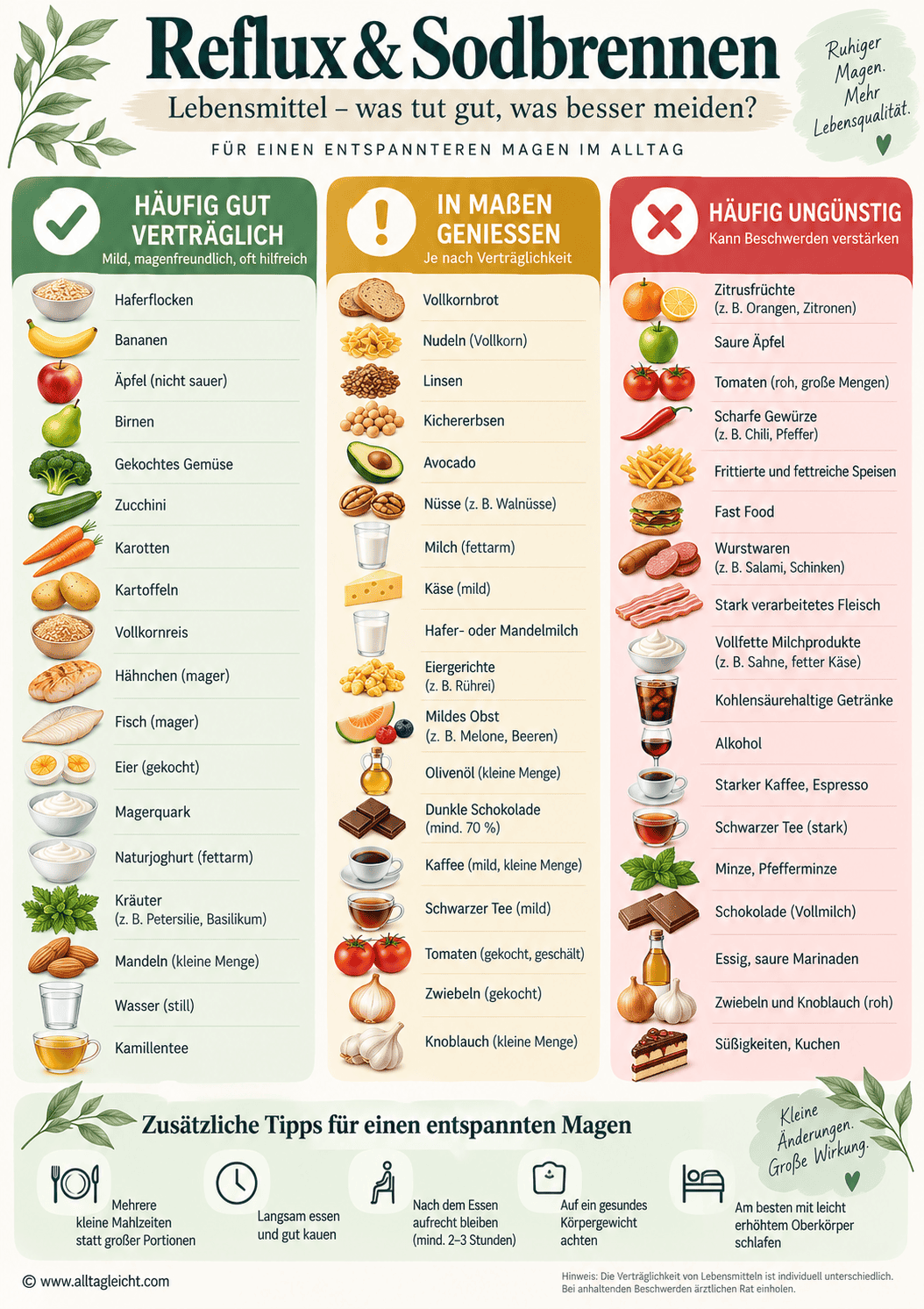 Lebensmittel für eine gesunde Ernährung, inklusive Obst, Gemüse und Vollkornprodukte.