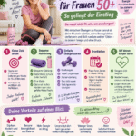 Frau macht Home-Workout für Frauen ab 50 mit einfachen Übungen und Tipps.