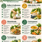 Verdauung & Magen – Lebensmittel-Listen bei Beschwerden Liste mit Lebensmitteln bei Verdauungsbeschwerden und Blähungen.