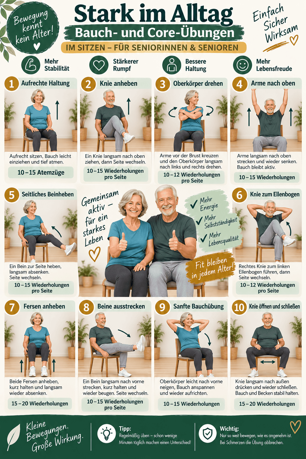 Stark im Alltag – 10 Stuhl-Übungen für Senioren als A3-Poster